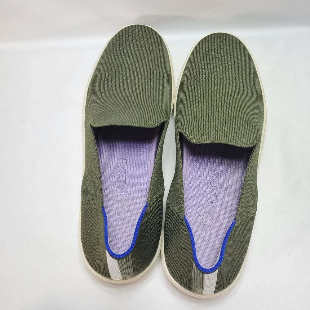 Rothy's‎ Original Slip On Sneaker Womens Size 9 Garden Green Purple Olive